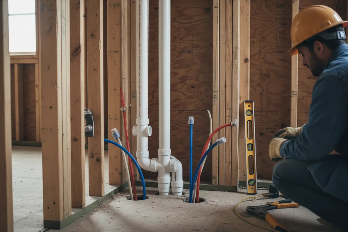 Drain and supply rough-in during Leak Detection in Polacca